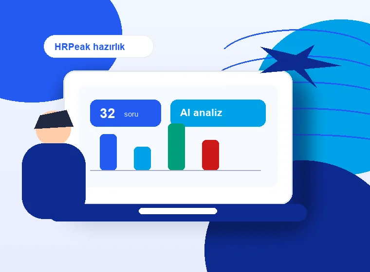 HRPeak İngilizce sınavı hazırlığı için laptop ve havacılık temalı illüstrasyon
